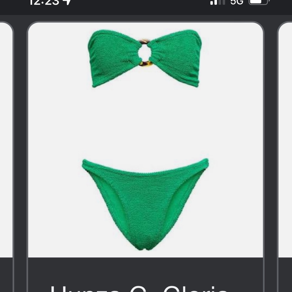 Hunza g green strapless bikini